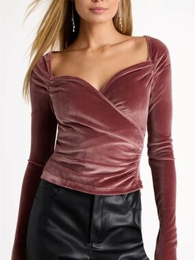 Velvet Wrap Dusty Rose Top ++ Beige Top